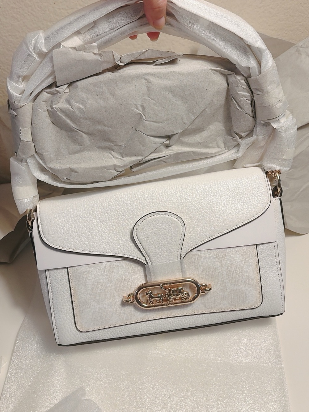 Coach Small Jade Shoulder Bag 90782 Chalk Glacier White Gold Hardware NWT